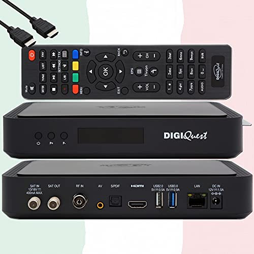 TiVuSat Karte 4K UHD + DIGIQuest Q90 Combo Receiver 4K H.265 S2+T2 HEVC Set-Top Box, zertifizierter TiVuSat Receiver mit Karte (Nicht AKTIVIERT), Mediaplayer, WebRadio, USB PVR, EasyMouse HDMI