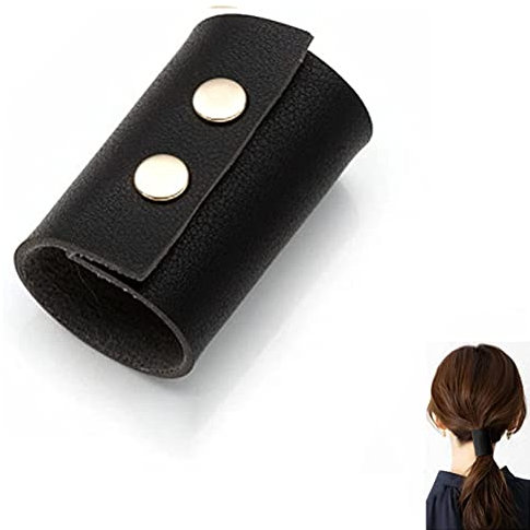 1 Piece PU Leather Hair Cuff Leather Ponytail Holder Ponytail Wrap Great for Ponytail Women Girls Long Hair