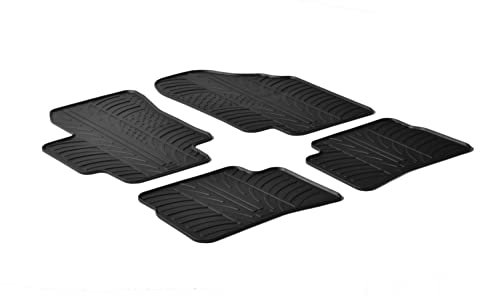 AROBA GL0191K Design Gummi Fußmatten kompatibel mit Kia Rio BJ. 08.2005-08.2011 erhöhter Rand 4 TLG Farbe Schwarz Gummimatten Automatten passgenau