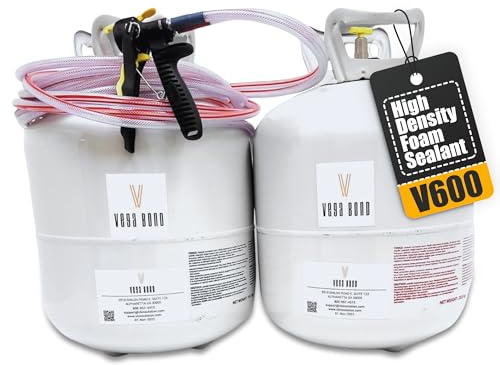 Vega Bond Spray Foam Insulation Kit V600 – Closed Cell Spray Foams for DIY Project, Airtight Sealant, Foam Insulation, Covers up to 600 Sq ft, Easy Application for Large Projects 2 Part Kit Off Yellow