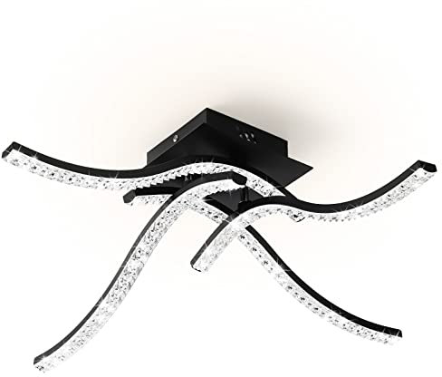 Zewanny LED Deckenleuchte aus Acryl - 32W 4-flammige Geschwungen Deckenlampe mit 3520 Lumen-Moderne Wellenförmige Wohnzimmerlampe für Esszimmer,Wohnzimmer,Schlafzimmer,Küche,flur
