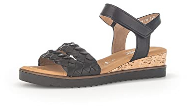 Gabor Damen Keilsandalen, Frauen Sandalen,Moderate Mehrweite (G),offene Schuhe,Strandschuhe,Keilsandaletten,schwarz(Kork/schw),38 EU / 5 UK