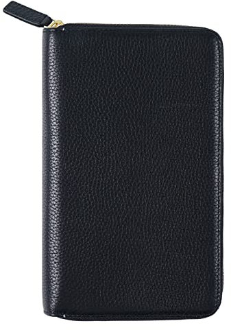 Moterm Reißverschluss Lederbezug für Weeks - Passend für Hobonichi Weeks und Weeks Mega Notebook Planer (Kiesel-Schwarz)
