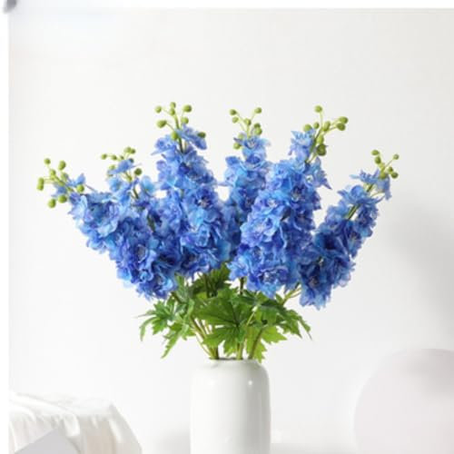 Artificial Delphinium Long Stem Flower Arrangement for Home Office Garden Wedding Table Vase Decoration 34.6 Inch Blue Pack of 5