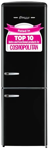 Unique Appliances Classic Retro Refrigerator, Electric Bottom-Mount Fridge with Intuitive Control Panel, 4 Glass Shelves, and 3 Freezer Drawers, Frost-Free, 12 cu./ft., Midnight Black