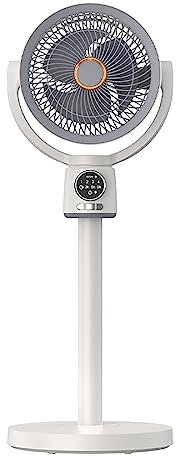 Ventilatore a Piantana Wireless con Luce Notturna Standing Fan Elettrici USB Oscillante Ventola per la Casa Timer Raffreddatore da Tavolo a 5 velocità Altezza Regolabile,White,858 * 260 * 260mm