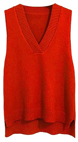 Dawwoti Frauen V Neck Pullover Weste Ärmellose Jumper Sweatshirt Layered Stricken Gilets Weste Top