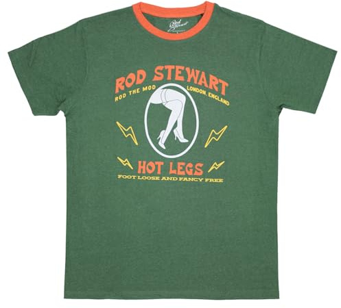 Rod Stewart T Shirt Hot Legs Logo Nue offiziell Unisex Grün L