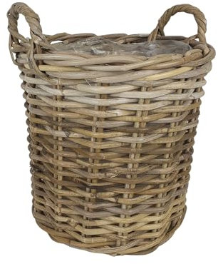 Weidenkorb mit Tragegriff natur used-Look mit Innenfolie Erntekorb Pflanzkorb (großer Korb)