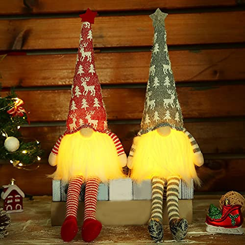 Weihnachtsdeko Wichtel 51cm Hoch 2 Stück Weihnachtswichtel Weihnachtsdeko Amerikanisch Figuren Klein LED, Schwedischen Weihnachtsmann, Wichtel Geschenke für Kinder Familie Weihnachten Freunde (A)