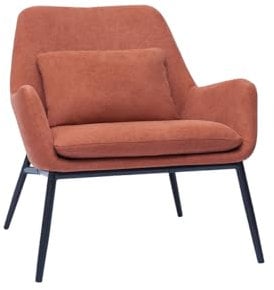 Miliboo Design-Sessel aus Stoff, Velours-Effekt, verbranntes Terrakotta, Metall, Schwarz Maxine