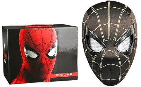 AULOOS Spider Hero Mask, controlling mechanical blinking, realistic spider superhero mask cosplay (Black)