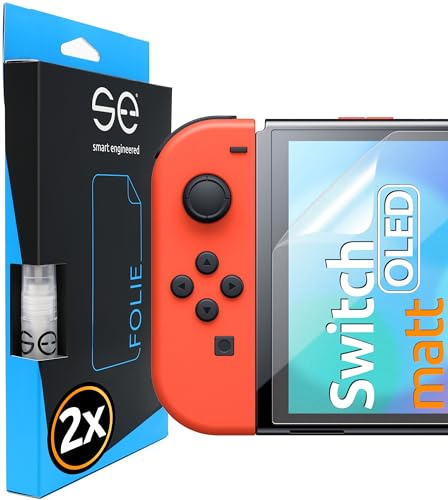 2x se® Film de Protection 3D Antireflet pour Nintendo Switch OLED 2021, Auto-réparateur, Compatible Empreinte & FaceID, Installation Sans Bulles, Résistant aux Chocs et Rayures, Fabriqué en Allemagne