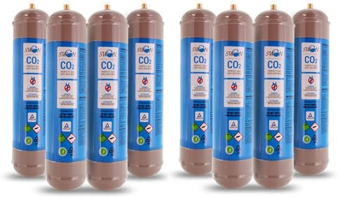Bombola co2 per gasatore 600 gr usa e getta attacco M11x1 per erogatori - gasatori acqua frizzante, contenitore in acciaio N° 8 Bombole