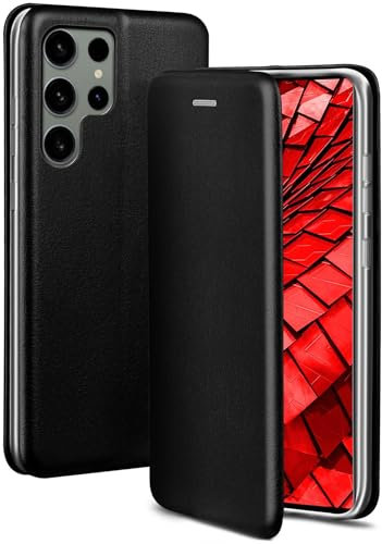 ONEFLOW Business Case für Samsung Galaxy S24 Ultra Handyhülle klappbar mit Standfunktion, Klapphülle Flipcase Cover Dünn, PU Leder Hülle mit Kartenfach, 360 Grad Schutzhülle, Schwarz