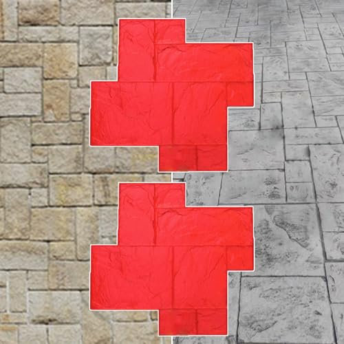 UrbanUp Moule Beton Tapis de Texture en Béton de Carreaux de Pierre Décoratifs 2 Pièces, Tampons en Béton DIY 90 cm X 90 cm, Moule de Timbre de Sol en Béton de Trottoir Extérieur pour Le Ciment