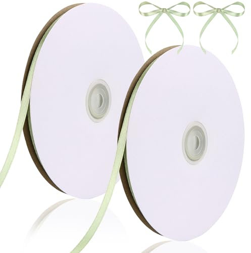 Nastro Raso Verde Salvia 6 mm 182 Metri Nastrino per Bomboniere, Nastro di Raso Verde Salvia per l'imballaggio di regali, Artigianato fai da te, Bows Making, Mazzi di fiori, Palloncini, Festa nuziale