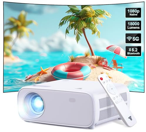 Proyector con Bluetooth y WiFi, 18.000 lúmenes, proyector de vídeo HD para exteriores, compatible con una variedad de dispositivos (gris)