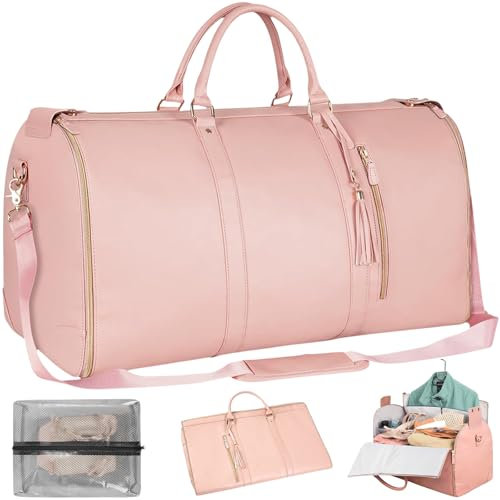 Reisetasche Foldybag - Reisetasche Handgepäck,Foldy Bag,Carry on Garment Duffle Bag,Wasserdichter,Sporttasche Reisetasche Damen,Travel Bag,Travluxe Faltbare Reisetasche (Rosa)