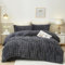 Luofanfei Winter Plüsch Bettwäsche 155x220 Grau Uni Kuschelig Flauschig Fleece Warme Flanell Bettwäsche Set Winterbettwäsche Nicki Microfaser Bettbezug und Kissenbezüge 80x80 mit Reißverschluss