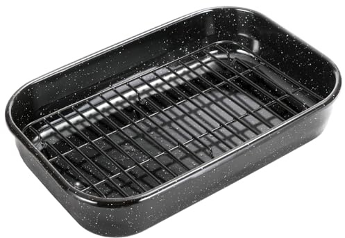 Bräter mit Rost, 40,6 x 27,9 cm, rechteckiger Bräter, 9 kg Truthahn-Bräter, großer Ofenbräter zum Backen von Truthahn von JY COOKMENT