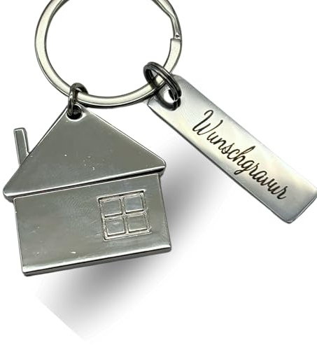 Schlüsselanhänger Gravur Glücksbringer Schutzengel Lasergravur Personalisierbar Wunschtext (Haus)