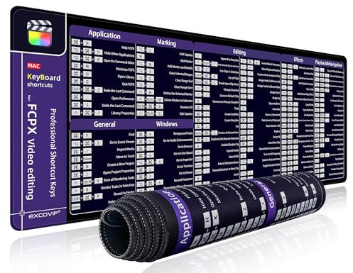 excovip Final Mauspad - Final Cut Pro Shortcuts Mouse Pad Tastaturkürzel Final Mousepad Office Mauspad 80 x30 x 0.2cm rutschfeste Design Tisch-Unterlage