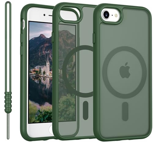 für iPhone SE 2022 2020 Hülle kompatibel mit MagSafe, Handyhülle für iPhone 8/7/SE 2/SE3 Hülle Magnetisch Dünn Matte Touch, Anti-Gelb rutschfest Kratzfest Schutz Stoßfest Hülle Matt Grün