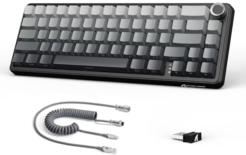 ATTACK SHARK X66 60% Wireless Mechanical Gaming Keyboard with Knob,Gasket Hot Swappable Custom Keyboard,Side Printed PBT Keycaps,Tri Mode USB-C/BT5.0/2.4G RGB Keyboard with Coiled Cable - Moon Night
