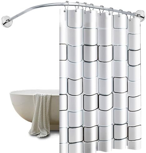 TapferBahn Réglable en Forme De U Barre Rideau,Tringle Angle pour Rideau Douche,Barre Douche Angle Acier INOX,Barre Douche Extensible Angle,Extensible,pour Salle Bain Baignoire Vestiaire