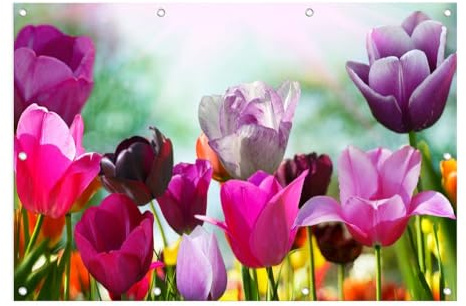artissimo XXL Garten-Poster 120x80cm PE6748-GP wetterfestes Outdoor-Poster, Blumen bunt Gartenbild florales Motiv, farbenfrohe Wanddeko für draußen