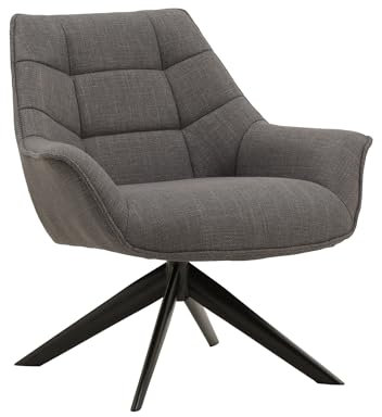 KONTE.DESIGN Fauteuil pivotant Seaport en Tissu Gris et Pieds en métal Noir