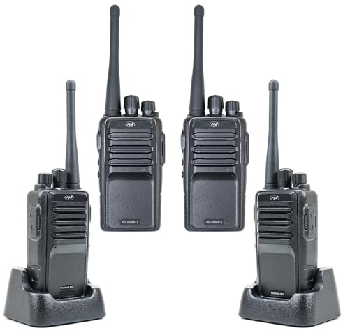 Kit mit 4 tragbaren Radiosendern PNI PMR R15 0,5 W, 16 programmierbare Kanäle, 16 PMR- und 50 CTCSS- und 104 DCS-Töne, ASQ, TOT, Monitor, programmierbar, 1200-mAh-Akku