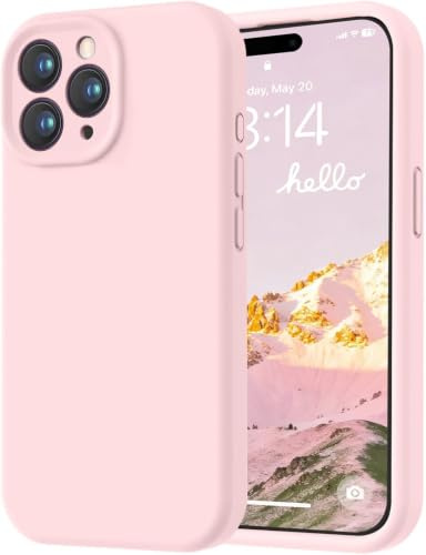 LOVE 3000 Designed for iPhone 15 Pro Max Case, Premium Silicone with [Soft Anti-Scratch Microfiber Lining] Shockproof Protective Phone Case for Lanyard 6.7, Chalk Pink