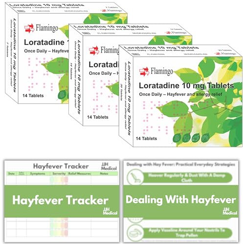 180 Hayfever & Allergy Relief Loratadine10mg Tablets – Non-Drowsy Antihistamine Tablets | JJH Medical Hay Fever Tracker Bundle GSL