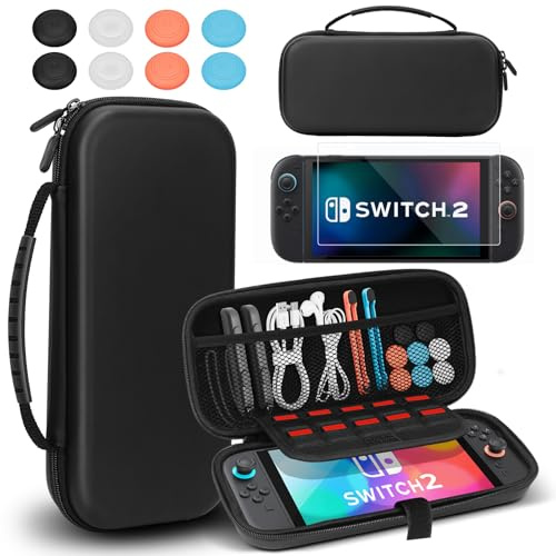 Old Canal Custodia Switch 2, Cover Viaggio per Switch 2 Console con 10 Scomparti per Carte Gioco, Case Protettive con Guscio Rigido con Schermi Protettori, Prese per Pollice
