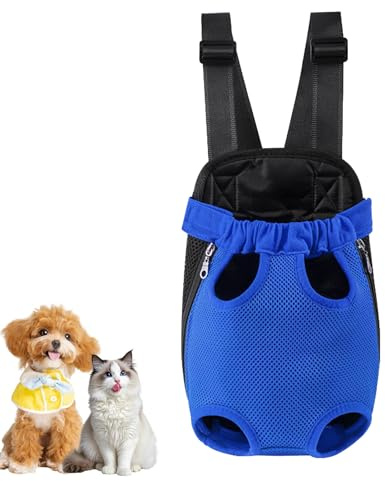 nulala Hunde Rucksack Atmungsaktive, Verstellbare Welpen Haustier Rucksack Hund Tragetasche, Camping und Reisen, Schultertasche für kleine und mittelgroße Hunde, Katzen, Kaninchen (Blau, M)