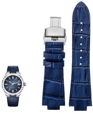 dongriuk Herren Lederarmband für Maurice Lacroix AIKON AI6008 AI1018 AI6038 Uhrenkette Armband(Blue - Steel-B)