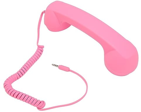 Naroote Retro -Mikrofon, Mobiltelefon -Mikrofon Mobiltelefon Zum Festnetz Adapter 3,5mm Stecker Retro Strahlungsnachweis Wired Telefon Handy Mobilteilempfänger mit Mobilteil für Smartphone (Rosenate)
