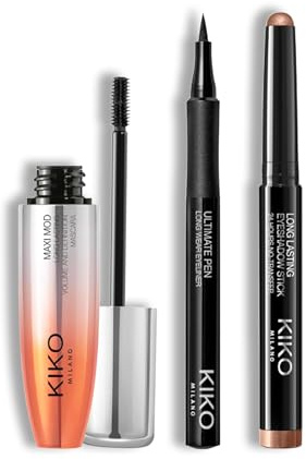 KIKO Milano Ultimate Eye Look Set | Long Lasting Eyeshadow Stick 06, Ultimate Pen Eyeliner & Maxi Mod Volume Mascara | Long-Wearing, Defined Eye Looks