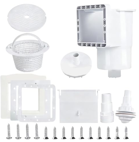 BEAZOOM White Pool Skimmer Kit Above Ground Pools, SP1091LX Compatible Replacement with Basket Weir Faceplate, 6 Inch Opening for Plastic
