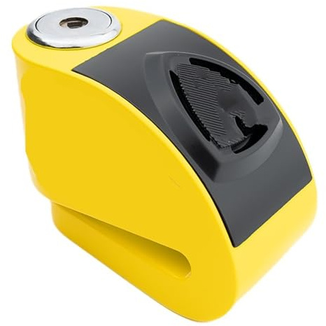Candado Moto Candado de Disco con Alarma, candado de Freno de Disco con Sonido de Alarma de 120 DB, Pasador de 6 mm Candado Cadena(Yellow)