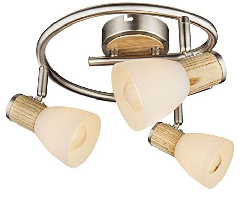 Deckenstrahler 3 Flammig Deckenleuchte Wohnzimmer Lampe Holz Applikation Bewegliche Spots (Deckenlicht, Deckenlampe, Wohnzimmerlampe, Strahler, Flurlampe)