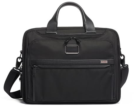 TUMI - Alpha Organizer Brief – Laptop-Aktentasche für Pendler oder Reisen – passend für Laptops bis zu 38,1 cm (15 Zoll) – abnehmbarer Schultergurt, Schwarz, Einheitsgröße