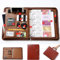 Konferenzmappe mit Reißverschluss, A4, Leder, mit Ringbuch, A4-Schreibblock, Kartenhalter, Taschenrechner und Notizbuch, Business-Dokumentenmappe