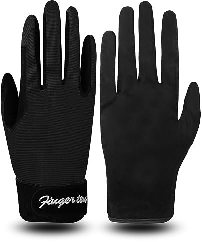 FINGER TEN Reithandschuhe Kinder Mädchen Jungen Sommer Reiterhandschuhe Kinderreithandschuhe Reitsport Reiten Radfahren Handschuhe Wert 1 Paar Schwarz L, Reiter Fahrradhandschuhe