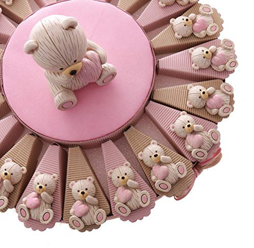Bomboniere Bimba per Nascita Orsetto Dolce Cuore Magnete su Torta 20 Bomboniere (TR1141M)