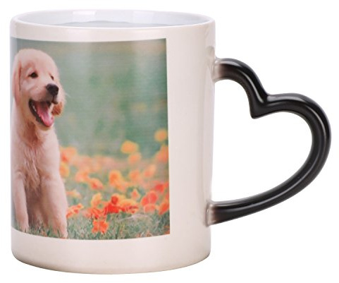 Customised Mug with Your Photo, Personalised Birthday Gift Tea Coffee Cup Mugs Heat Sensitive Color Changing Mug Hot Drinking Cup with Bonus Stirring Spoon, Gift for Dad, Mum, Girlfriend, Boyfriend