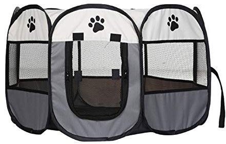 Youyijia Portable Pet Playpen Puppy Playpen Pet Dog Cat Playpen Cage Crate 91 x 91 x 58cm Soft Fabric Foldable Pet Indoor Outdoor for Rabbit Hamster Guinea Pig Gray