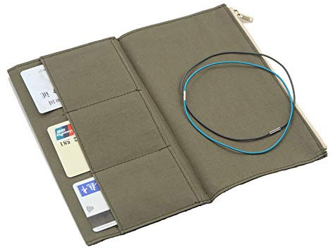 Dwpetzo Canvas-Tasche mit Reißverschluss, Nachfülltasche für Reisende, Einstecktasche mit 2 Gummibändern, TN-Zubehör, Papierkartenhalter, Aufbewahrungstasche, Olivegreen, Standard Size, Olivegreen